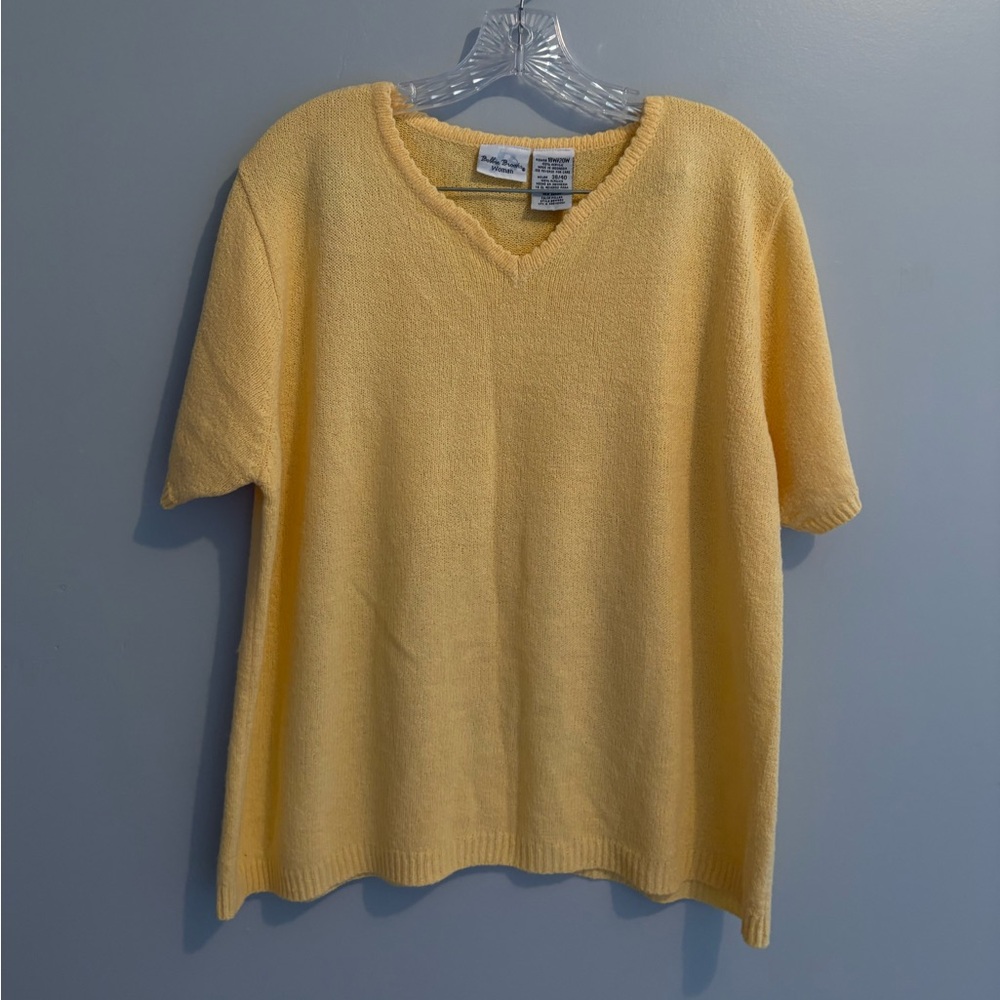 Bobbie Brooks Women's Size 18W / 20W Butter Yellow Knit Sweater V-Neck - Picture 6 of 15